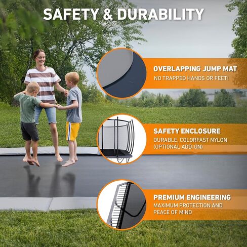 Avyna Premium Rectangle In-Ground Trampoline ، 10 × 14 قدمًا ، 10 × 17 قدمًا ، 12x18 قدمًا-الترامبولين في الهواء الطلق للأطفال والبالغين مع ميزات السلامة المتقدمة in Saudi Arabia