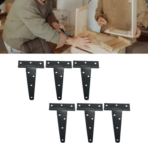 6pcs 5 Inch T Strap Shed Hinges, Galvanizing Iron Barn Door Gates Hinges Slotted Bearing Door Triangular Hinge, for Cabinet Doors, Sgates in Saudi Arabia