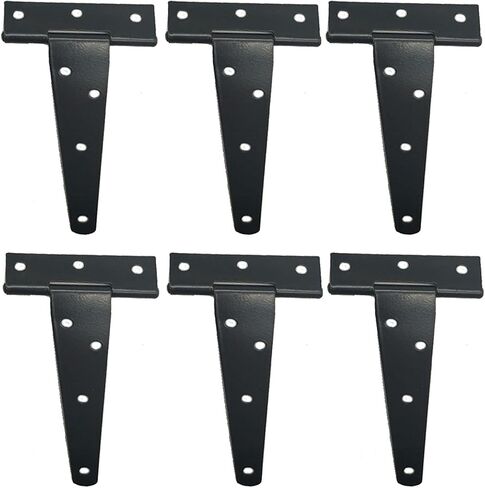 6pcs 5 Inch T Strap Shed Hinges, Galvanizing Iron Barn Door Gates Hinges Slotted Bearing Door Triangular Hinge, for Cabinet Doors, Sgates in Saudi Arabia