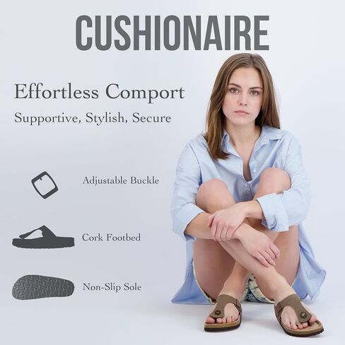 CUSHIONAIRE Women's Leah Cork footbed Sandal with +Comfort WHITE, 8 W in Saudi Arabia