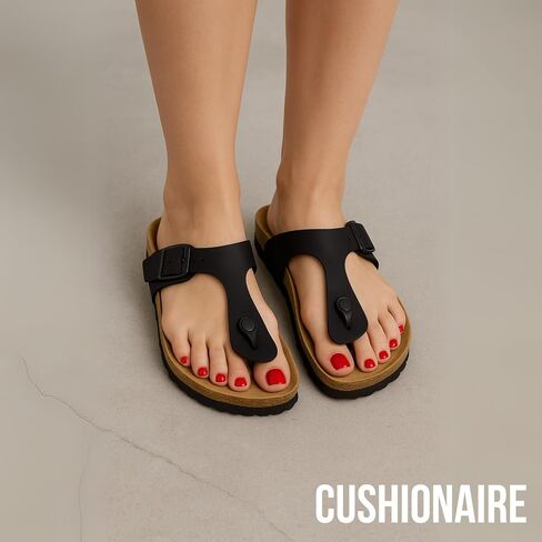 CUSHIONAIRE Women's Leah Cork footbed Sandal with +Comfort WHITE, 8 W in Saudi Arabia