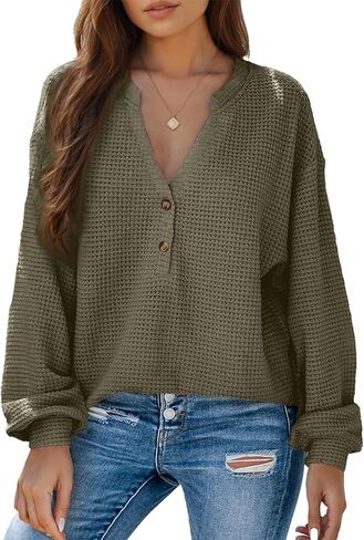 Dokotoo Womens Waffle Tops 2025 Dary Disual Button Tirts Long Long in Saudi Arabia