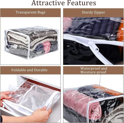 6 Packs Clear Zippered Storage Bags Sweater Moth Bags Plastic Storage for Blankets Clothes Bed Sheet Organizer with Zipper for Closet Linen Sweater Bed Sheet Clothes Pillow(18 x 15 x 9 Inch) in Saudi Arabia