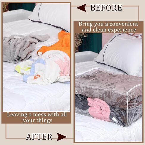 6 Packs Clear Zippered Storage Bags Sweater Moth Bags Plastic Storage for Blankets Clothes Bed Sheet Organizer with Zipper for Closet Linen Sweater Bed Sheet Clothes Pillow(18 x 15 x 9 Inch) in Saudi Arabia