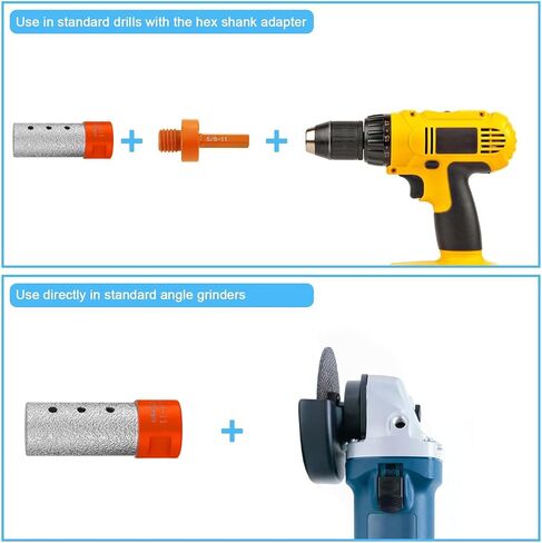 3 Pcs Diamond Beveling Chamfer Bits Set - 50mm Chamfer Bevel Tool, 25mm Drill Tool & 5/8-11 Adapter, for Drilling Enlarging Trimming Holes in Tile, Granite, Marble, Stone in Saudi Arabia