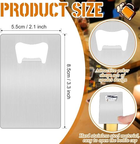 Nuogo 100 Pcs Stainless Steel Card Bottle Openers Bulk Metal Card Beer Openers Groomsmen Wallet Bottle Opener for Wedding Party Bridesmaid Favors Gifts (Black) in Saudi Arabia