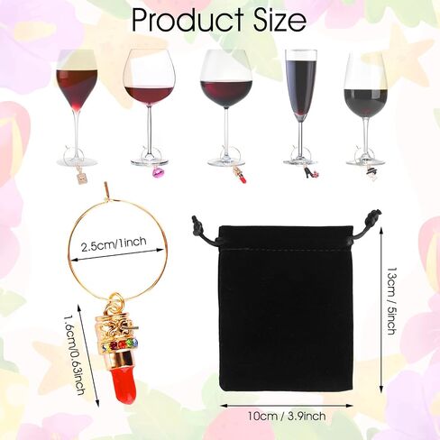 16 PCS Wines Glass Charm for Women Girl ، علامات الشراب للنظارات الجذعية ، سحر النبيذ مع علامات المعرف ، سحر زجاجي لحفل حفل زفاف عيد ميلاد عيد الحب الهدية in Saudi Arabia