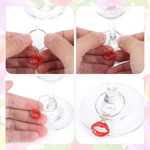 16 PCS Wines Glass Charm for Women Girl ، علامات الشراب للنظارات الجذعية ، سحر النبيذ مع علامات المعرف ، سحر زجاجي لحفل حفل زفاف عيد ميلاد عيد الحب الهدية in Saudi Arabia