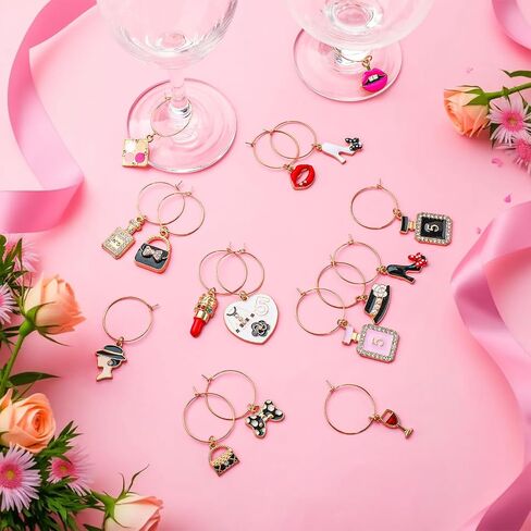 16 PCS Wines Glass Charm for Women Girl ، علامات الشراب للنظارات الجذعية ، سحر النبيذ مع علامات المعرف ، سحر زجاجي لحفل حفل زفاف عيد ميلاد عيد الحب الهدية in Saudi Arabia