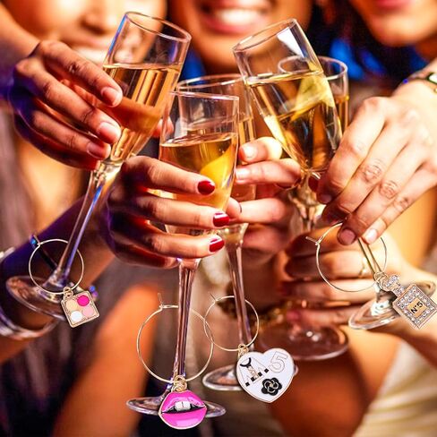 16 PCS Wines Glass Charm for Women Girl ، علامات الشراب للنظارات الجذعية ، سحر النبيذ مع علامات المعرف ، سحر زجاجي لحفل حفل زفاف عيد ميلاد عيد الحب الهدية in Saudi Arabia