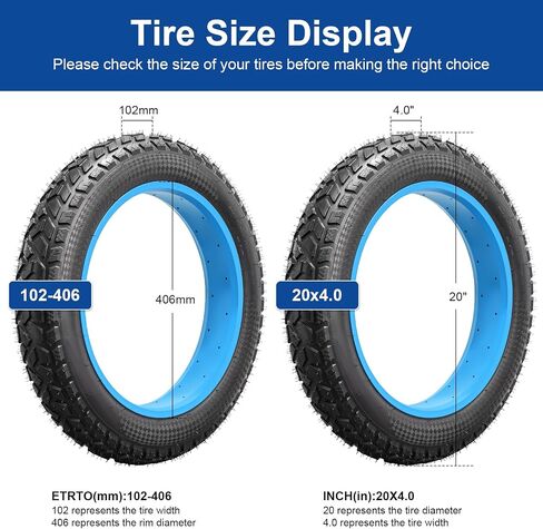 20x4.0 (102-406) Electric Bike Tire 20 inch Fat E-Bicycle tire Suitable for 20x4 20 X 4.0 MTB/E-Bike Folding Replacement All-Terrain Directional Tread Fat Bike Tire (Single) in Saudi Arabia