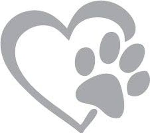 Decaltor Silver Heart with Dog Paw Puppy Love Decal Vinyl Sticker | Cars Trucks Walls Laptop | 5 'x 5' ' in Kuwait