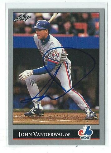John Vander Wal Signed 1992 Leaf Card #416 Montreal Expos - MLB Autographed Baseball Cards in Saudi Arabia