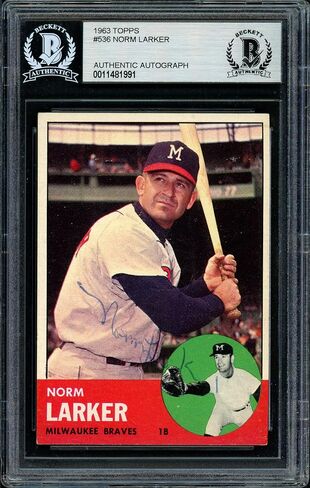 Norm Lararker تم توقيعه 1963 Topps High Number Card #536 Milwaukee Braves Beckett BAS #11481991 - Baseball Slabbed Cards in Saudi Arabia