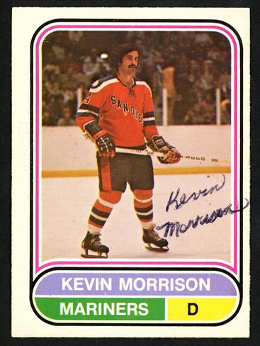 Kevin Morrison Autographed 1975-76 WHA O-Pee-Chee Rookie Card #80 San Diego Mariners SKU #151322 - MLB Autographed Baseball Cards in Saudi Arabia