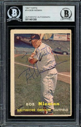بوب نيمان تم توقيعه 1957 Topps Card #14 Baltimore Orioles "to Billy" Beckett Bas #11481309 - Baseball Slabbed Cards in Saudi Arabia