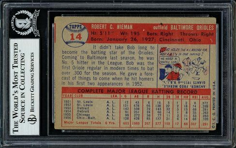 بوب نيمان تم توقيعه 1957 Topps Card #14 Baltimore Orioles "to Billy" Beckett Bas #11481309 - Baseball Slabbed Cards in Saudi Arabia
