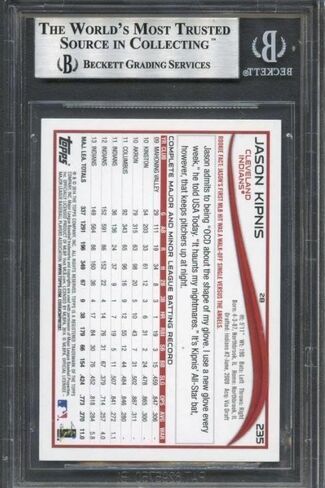 2014 Topps #235a Jason Kipnis وقعت Auto Bas Beckett Slabbed Clevel - بطاقات موقعة بالبيسبول in Saudi Arabia