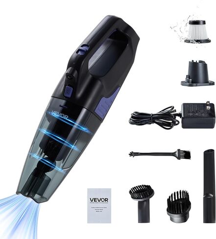 VEVOR Handheld Vacuum, Portable Vacuum Cleaner Cordless with HEPA Filter and Brushes, Lightweight Hand Held Cleaner with Powerful Suction, for Car, Home, Office, Pet Hair in Saudi Arabia
