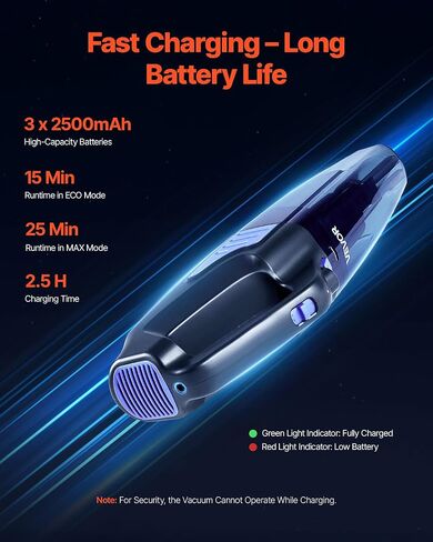 VEVOR Handheld Vacuum, Portable Vacuum Cleaner Cordless with HEPA Filter and Brushes, Lightweight Hand Held Cleaner with Powerful Suction, for Car, Home, Office, Pet Hair in Saudi Arabia