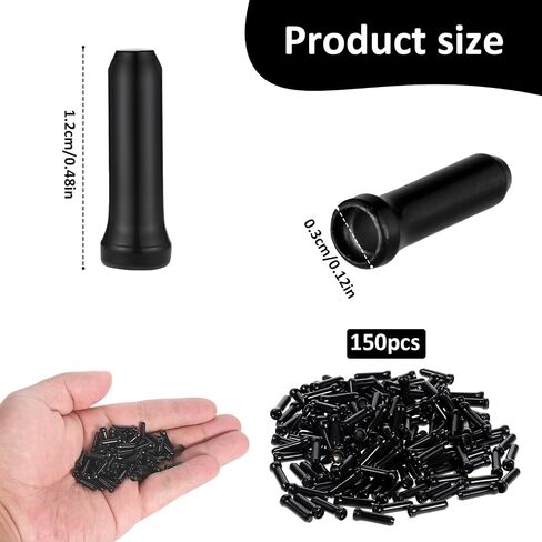150pcs أغطية نهاية كابل الدراجة ، أغطية نهاية كابل الدراجات السوداء ، تجعيد ، أدوات متينة لركوب الدراجات الألومنيوم للدراجات الجبلية على الطريق in Saudi Arabia