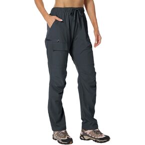 Women's Water-Repellent Hiking Pants - Windproof Lightweight with Elastic Waist & Cargo Zip Pockets (Fall Outdoor Travel) in Kuwait