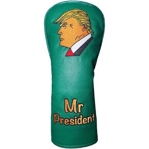 Mr. President Golf Headcover - Durable PU, White/Green in Saudi Arabia