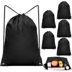 IKAYAS 6Pcs Drawstring Bags Bulk Black Drawstring Backpack, String Backpack Cinch Sack Sport Gym Backpack Bags for Yoga Traviling Outdoor Sports in Kuwait