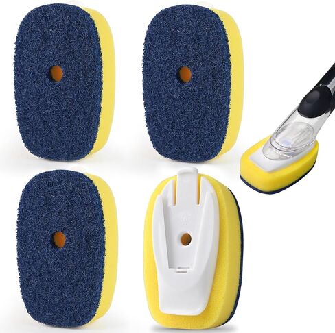 Sponge Brush Refills for OXO Dish Brush, 4 Pack Soap Dispensing Dish Refills, Scrub Replacement Head for Scrubber, Sponge Replacement Head Fits Soap Dispensing Handle in Kuwait