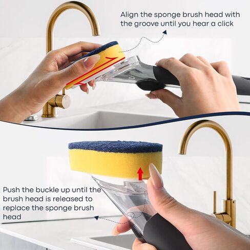 Sponge Brush Refills for OXO Dish Brush, 4 Pack Soap Dispensing Dish Refills, Scrub Replacement Head for Scrubber, Sponge Replacement Head Fits Soap Dispensing Handle in Kuwait