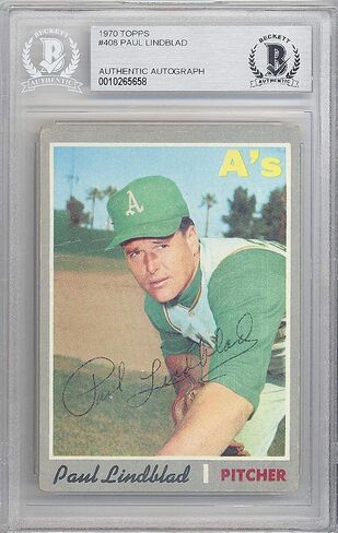 بول Lindblad تم توقيعه 1970 Topps Card #408 Oakland A's Beckett Bas #10265658 - بطاقات موقعة بالبيسبول in Saudi Arabia