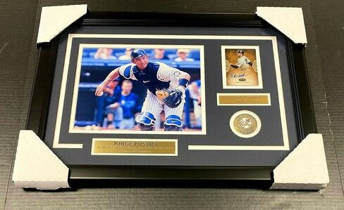 JORGE POSADA NEW YORK YANKEES SIGNED Autographed CARD W/ 8x10 PHOTO FRAMED - MLB Autographed Baseball Cards in Saudi Arabia