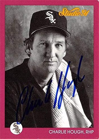 Charlie Hough autographed baseball card (Chicago Sox, 67) 1991 Leaf Studio #35 - MLB Autographed Baseball Cards in Saudi Arabia