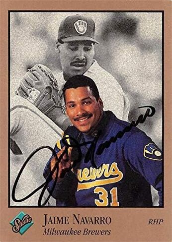 بطاقة بيسبول موقعة من Jaime Navarro (Milwaukee Brewers ، 67) 1992 Leaf Studio #195 - MLB Motoprooged Cards in Saudi Arabia