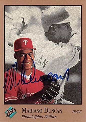 Mariano Duncan بطاقة البيسبول الموقعة (فيلادلفيا فيليز ، 67) 1992 أوراق الاستوديو #74 - MLB CARDAGER in Saudi Arabia
