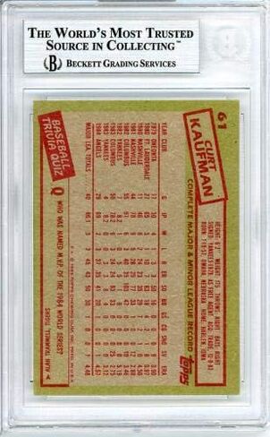Curt Kaufman Autographed 1985 Topps Card #61 California Angels Beckett BAS #10540499 - Baseball Slabbed Autographed Cards in Saudi Arabia