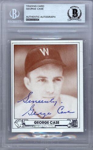 George Case Autographed 1983 1942 Play Ball Reprint Card #20 Washington Senators Beckett BAS #9888004 - Baseball Slabbed Autographed Cards in Saudi Arabia