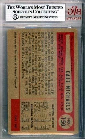 Cass Michaels Autographed 1954 Bowman Card #150 Chicago Sox Beckett BAS #9770654 - Baseball Slabbed Autographed Cards in Saudi Arabia