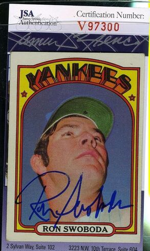 Ron Swoboda 1972 Topps Jsa Coa Hand Signed Authentic Autograph - Baseball Slabbed Autographed Cards in Saudi Arabia