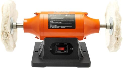VEVOR Bench Buffer Polisher, 1/2HP Polishing and Buffing Machine, 0 to 8000RPM Benchtop Polisher with 2PCS 4" Cotton Wheel, 3PCS 3" Abrasive Fiber Wheels & Polishing Compound for Metal Jewelry Wood in Kuwait