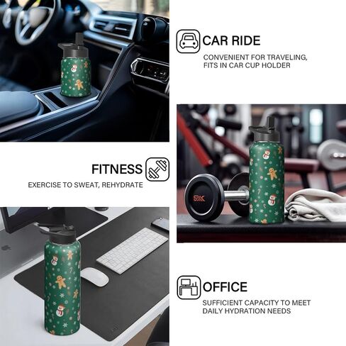 Halloween Goth Skull 18oz Water Bottles with Flip Straw & Spout Lid, Gothic Floral Stainless Steel Travel Sport Water Bottle, Holiday Gifts for Women Girls (1 PC) in Saudi Arabia