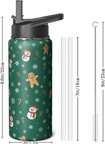 Halloween Goth Skull 18oz Water Bottles with Flip Straw & Spout Lid, Gothic Floral Stainless Steel Travel Sport Water Bottle, Holiday Gifts for Women Girls (1 PC) in Saudi Arabia
