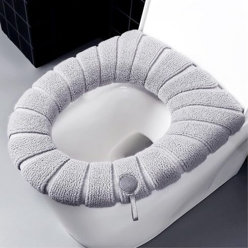 4 Pieces Toilet Seat Pad Toilet Seat Covers with Handle Soft Bathroom Toilet Lid Cover Cushion Thicker Stretchable Washable Universal Size (Blue) in Saudi Arabia