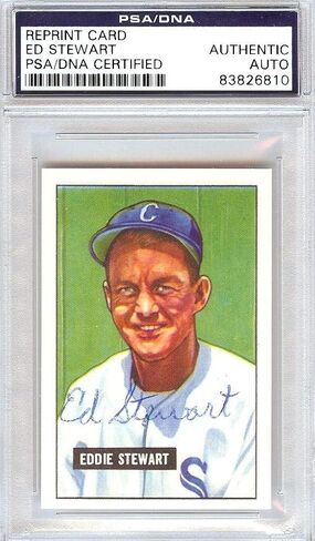 Ed Stewart Autographed 1951 Bowman Reprints Card #159 Chicago Sox PSA/DNA #83826810 - Baseball Slabbed Autographed Cards in Saudi Arabia