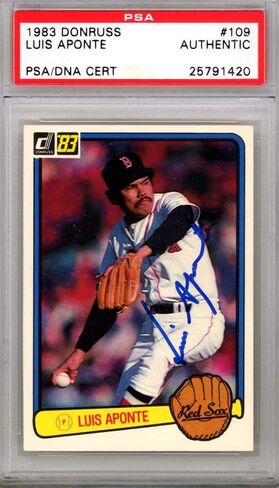 Luis Aponte موقعة 1983 بطاقة Donruss الصاعد #109 Boston Sox PSA/DNA #25791420 - بطاقات موقعة بالبيسبول in Saudi Arabia