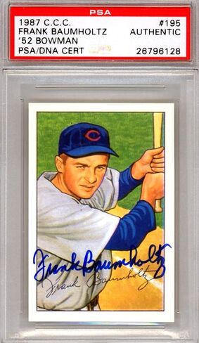 Frank Baumholtz موقعة 1987 1952 Bowman reprint Card #195 Chicago Cubs PSA/DNA #26796128 - Baseball Slabbed Cards in Saudi Arabia