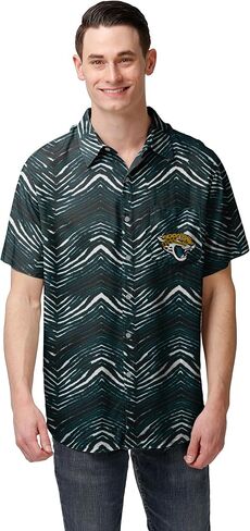 Zubaz Men's Officially Licensed NFL Exclusive Team-Themed Short Sleeve Button Up Shirt for Football Fans and Game Days in Saudi Arabia