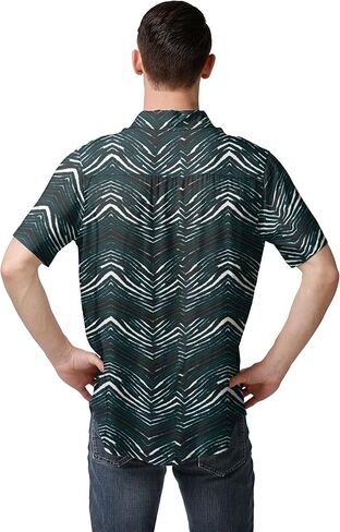 Zubaz Men's Officially Licensed NFL Exclusive Team-Themed Short Sleeve Button Up Shirt for Football Fans and Game Days in Saudi Arabia