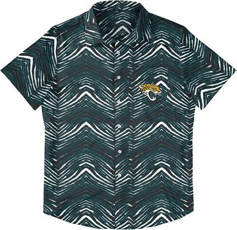 Zubaz Men's Officially Licensed NFL Exclusive Team-Themed Short Sleeve Button Up Shirt for Football Fans and Game Days in Saudi Arabia