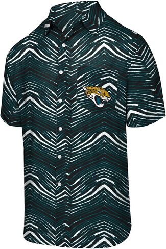 Zubaz Men's Officially Licensed NFL Exclusive Team-Themed Short Sleeve Button Up Shirt for Football Fans and Game Days in Saudi Arabia